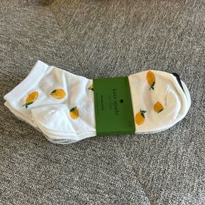 Kate Spade Lemons Low Cut Socks Set Of 3 NWT- One Size- Quarter Socks